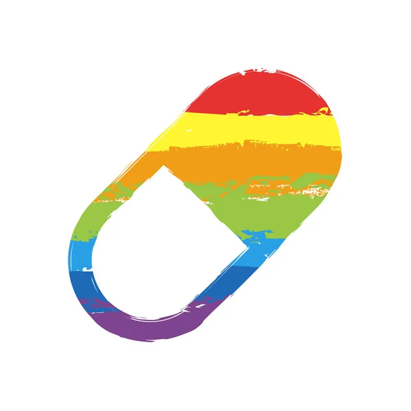 Symbole Simple Pilule Vitamine Panneau Dessin Style Lgbt Sept Couleurs — Image vectorielle