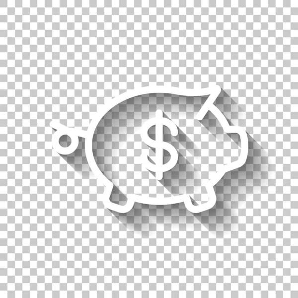 Tirelire Avec Symbole Dollar Icône Affaires Icône Blanche Avec Ombre — Image vectorielle