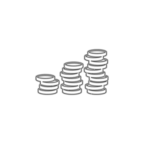 Coins Stack Finance Grow Dotted Outline Silhouette Shadow White Background — Stock Vector