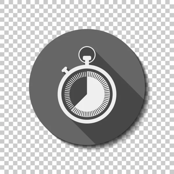 Chronomètre Icône Simple Icône Plate Blanche Avec Une Longue Ombre — Image vectorielle