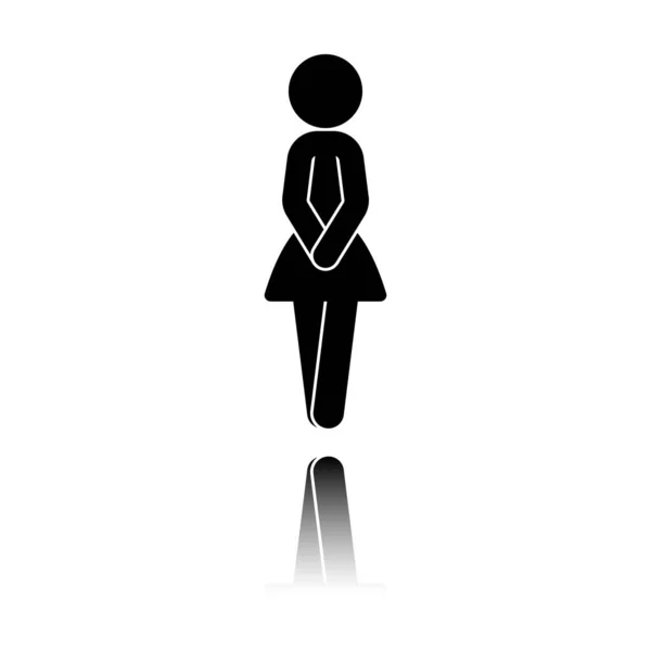 Silhouette Féminine Icône Femme Icône Noire Avec Réflexion Miroir Sur — Image vectorielle