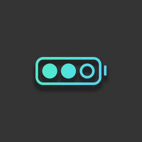 単純なバッテリのレベル半分 暗い背景にソフト シャドウとカラフルなロゴのコンセプト 紺碧の海のアイコンの色 — ストックベクタ