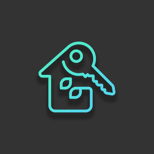 Κατοικία Κλειδί Γραμμική Εικονίδιο Λεπτό Περίγραμμα Μία Γραμμή Στιλ Πολύχρωμο — Διανυσματικό Αρχείο