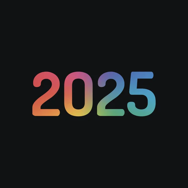 2025 Liczba Ikona Szczęśliwego Nowego Roku Ciemne Tło Kolor Tęczy — Wektor stockowy