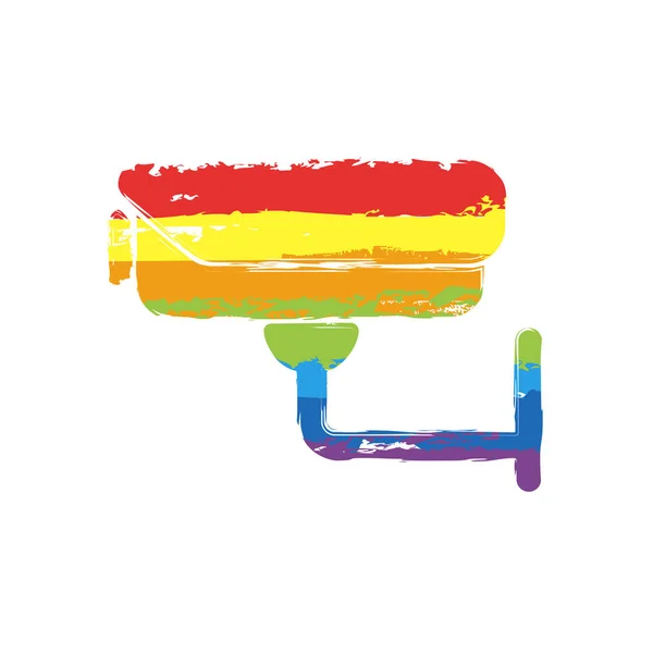 Камера Наблюдения Значок Технологии Рисунок Знак Стиле Лгбт Семь Цветов — стоковый вектор