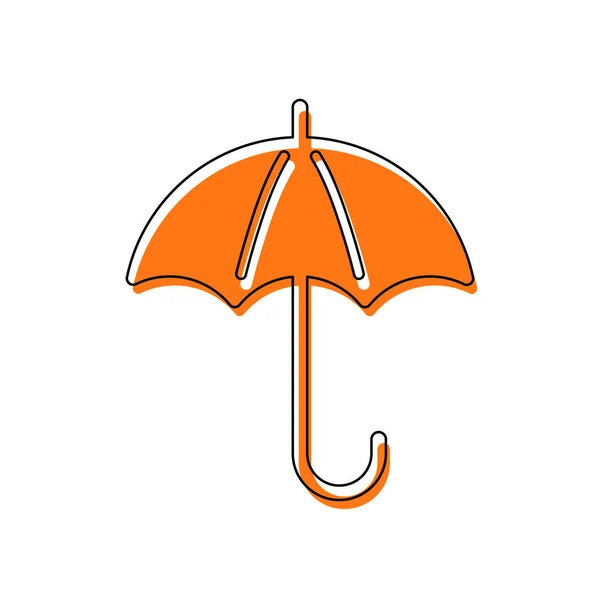 Umbrella Icon Isolated Icon Consisting Black Thin Contour Orange Moved — Stock Vector