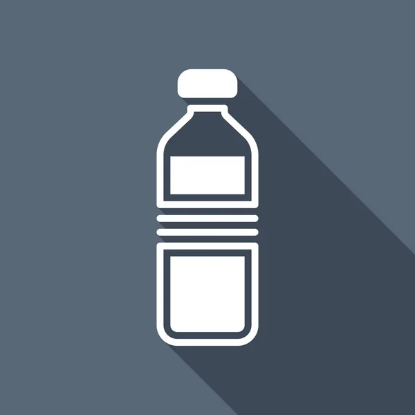 Flaska Vatten Enkel Ikon Vit Platt Ikon Med Långa Skugga — Stock vektor