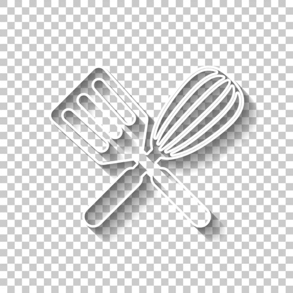 Pictograma Scule Bucătărie Whisk Spatula Criss Cross Semn Schiță Albă — Vector de stoc