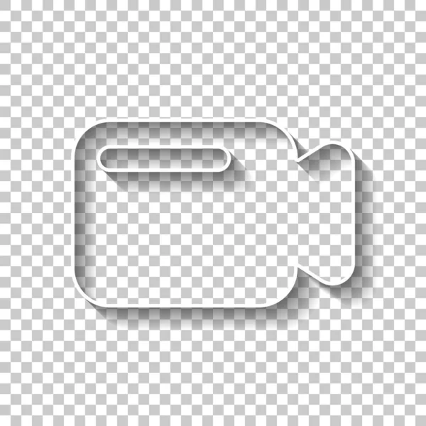 Simple Icône Caméra Vidéo Signe Contour Blanc Avec Ombre Sur — Image vectorielle