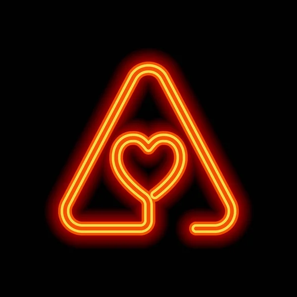 Coeur Triangle Avertissement Icône Linéaire Avec Contour Fin Style Ligne — Image vectorielle