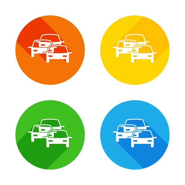 Εικονίδιο Μαρμελάδα Κυκλοφορία Επίπεδη Λευκό Εικονίδιο Φόντο Χρωματιστοί Κύκλοι Τέσσερις — Διανυσματικό Αρχείο