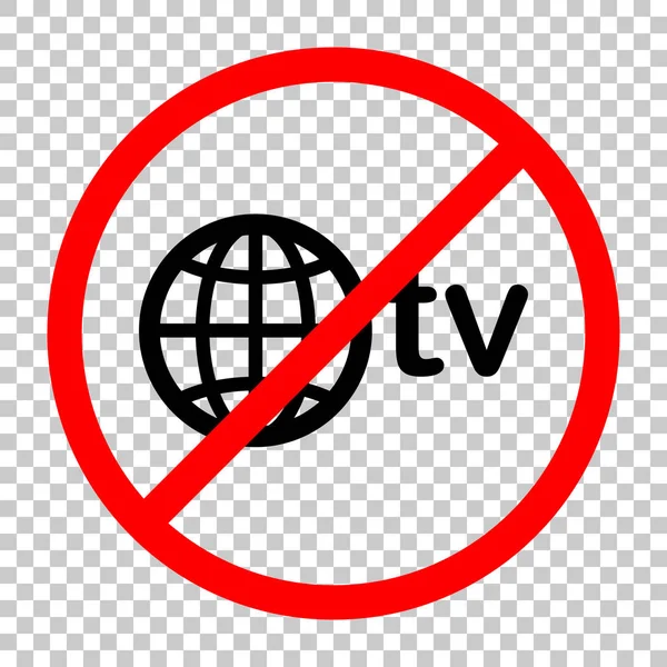 媒体和电视 地球仪和电视领域 不允许 红色警告标志中的黑色对象 背景透明 — 图库矢量图片