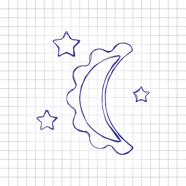 Hold Csillagok Egyszerű Sziluettje Kézzel Rajzolt Kép Papírlap Kék Tintával — Stock Vector