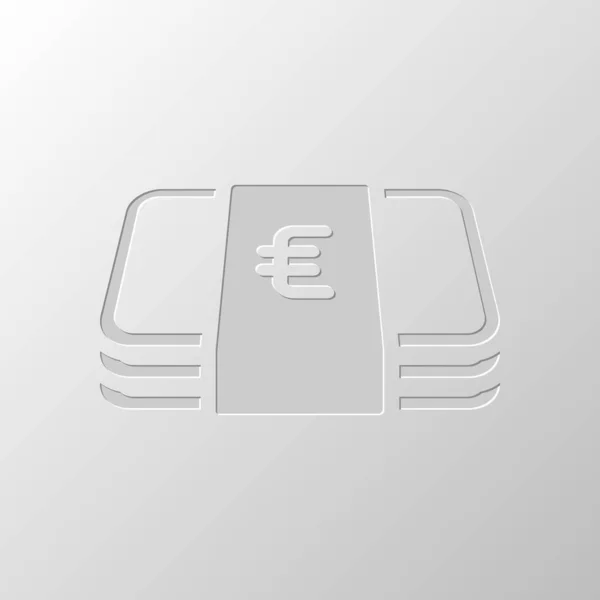 Пачка Евро Денег Ваучеров Значок Бизнеса Бумажный Дизайн Вырезанный Символ — стоковый вектор