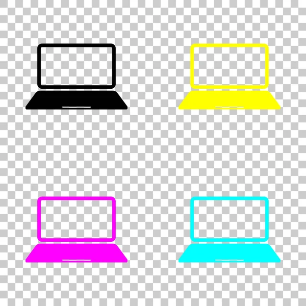 Laptop Notebook Computer Icon Colored Set Cmyk Icons Transparent Background — Stock Vector