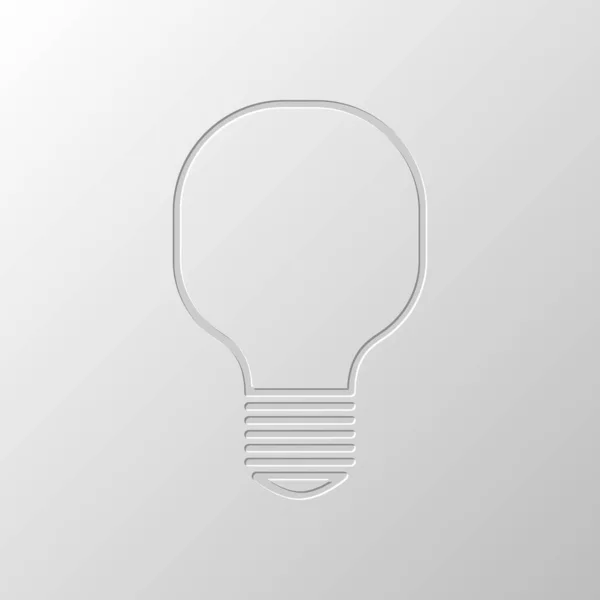 Ícone Lâmpada Luz Desenho Papel Símbolo Cortado Estilo Pitted — Vetor de Stock