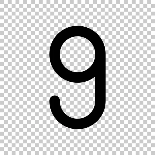 Number Nine Numeral Simple Letter Transparent Background — Stock Vector