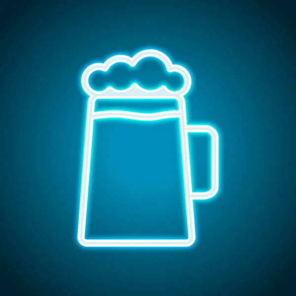 Beer Glass Cup Simple Linear Icon Thin Outline Neon Style — Stock Vector