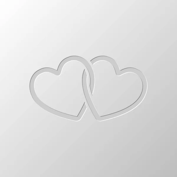 Bağlantılı Kalp Simgesi Kağıt Tasarımı Düzenlenen Sembolü Çekirdeksiz Stili — Stok Vektör
