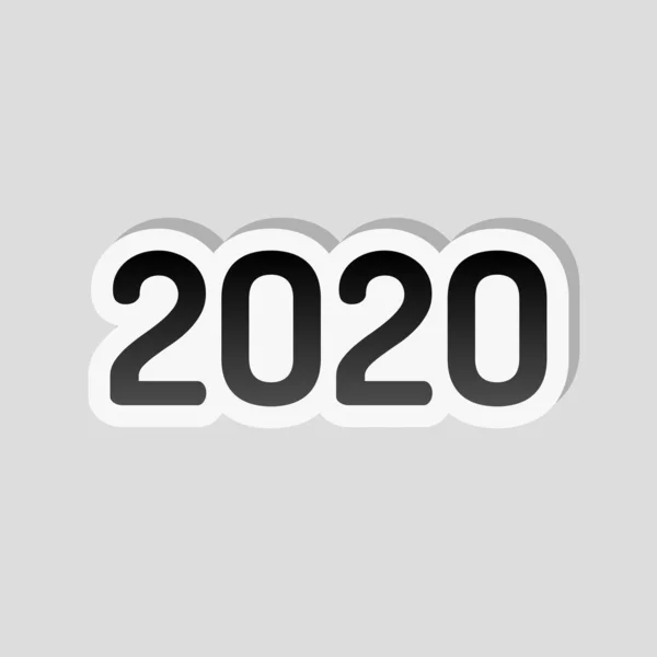 Icône Numéro 2020 Bonne Année Style Autocollant Avec Bordure Blanche — Image vectorielle