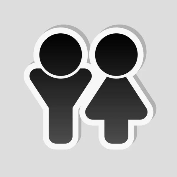 男性と女性のシンボルのセットです シンプルなアイコン 白枠と灰色の背景に簡単な影のステッカー スタイル — ストックベクタ