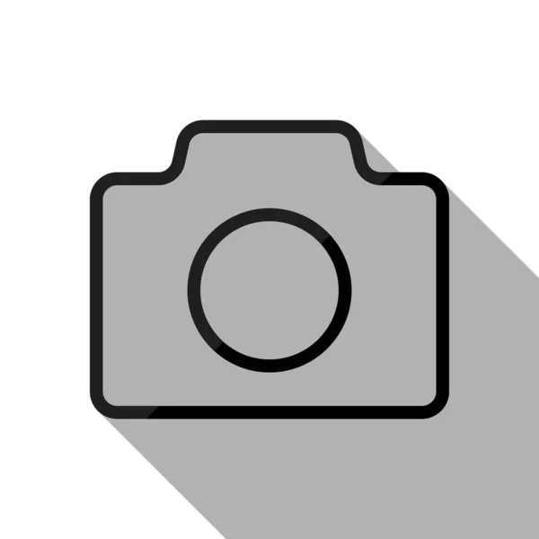 Fényképezőgép Lineáris Szimbólum Vékony Körvonalú Egyszerű Ikonra Hosszú Árnyék Fehér — Stock Vector