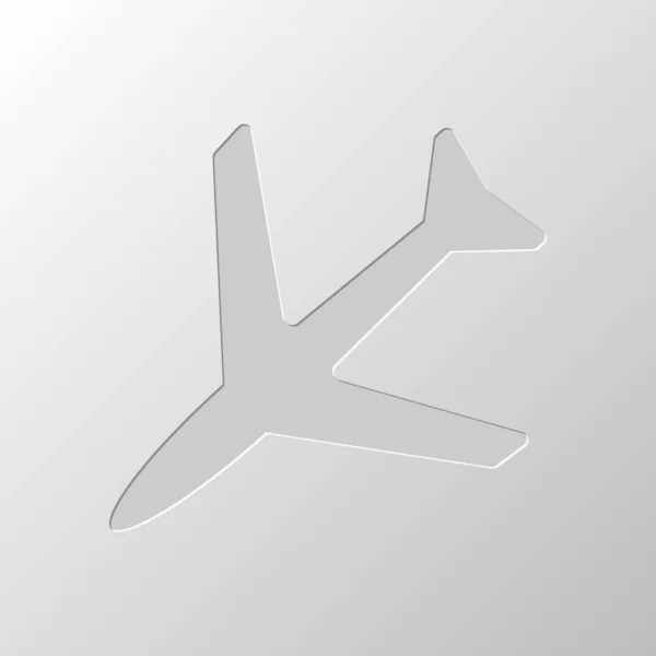 Icono Avión Diseño Papel Símbolo Cortado Estilo Entallado — Archivo Imágenes Vectoriales