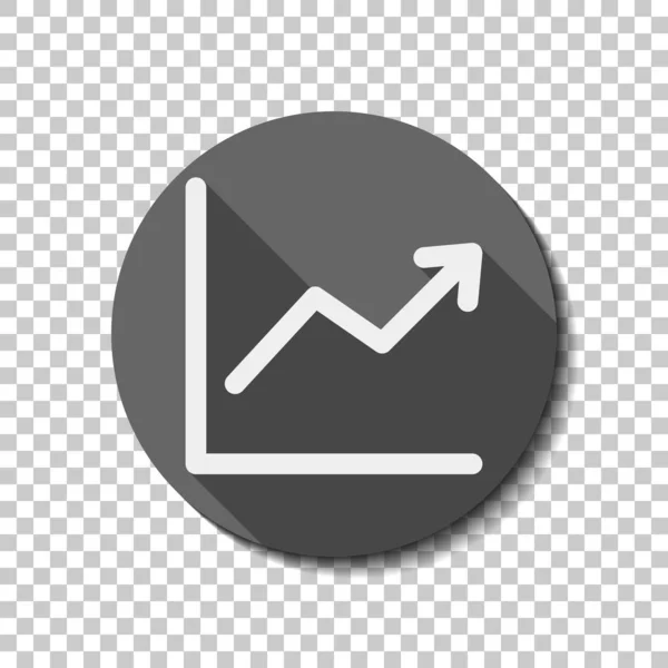 Finance Grapgic Grow Flat Icon Long Shadow Circle Transparent Grid — Stock Vector