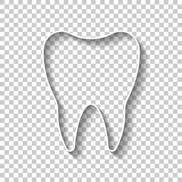 Silhueta Dente Ícone Simples Sinal Contorno Branco Com Sombra Fundo —  Vetores de Stock