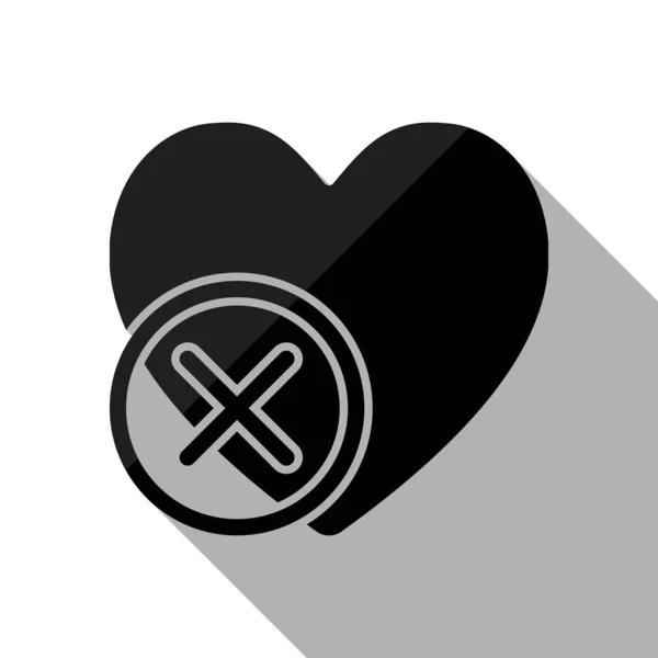 Srdce Kříž Jednoduchá Silueta Černý Objekt Dlouhý Stín Bílém Pozadí — Stockový vektor