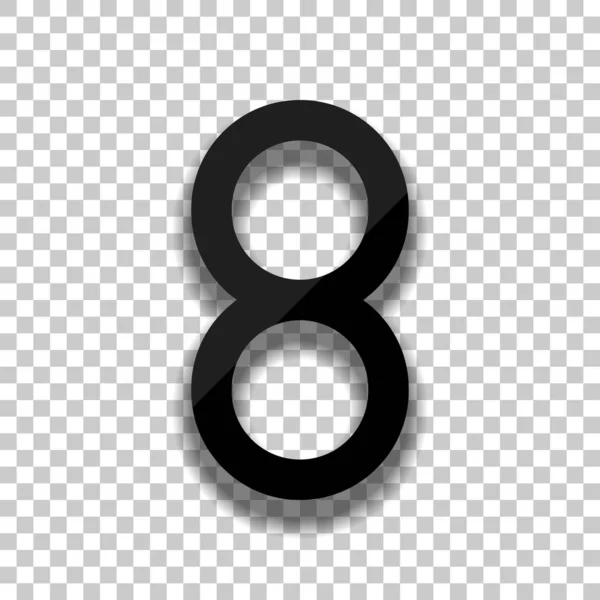 Číslo Osm Číslice Jednoduchý Dopis Černá Skleněná Ikonu Měkký Stín — Stockový vektor