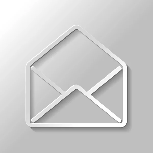 Mail Öffnen Icon Papierstil Mit Schatten Auf Grauem Hintergrund — Stockvektor