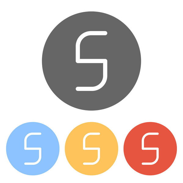Number 5, numeral, fifth. Set of white icons on colored circles