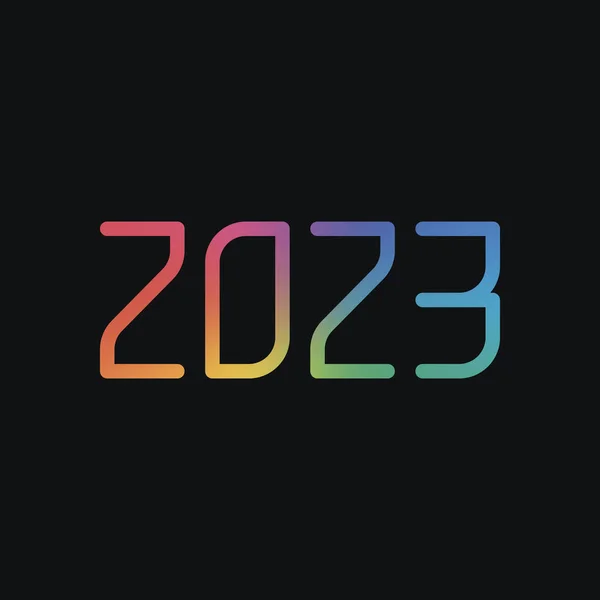 2023 Sayı Simgesi Yeni Yılınız Kutlu Olsun Gökkuşağı Rengi Koyu — Stok Vektör
