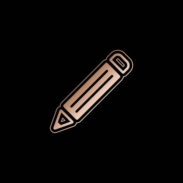 Symbol Jednoduché Tužky Červené Zlaté Styl Černém Pozadí — Stockový vektor