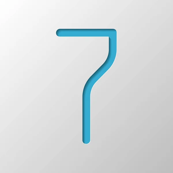 Nummer Siffra Sjunde Papper Design Kapade Symbolen Med Skugga — Stock vektor