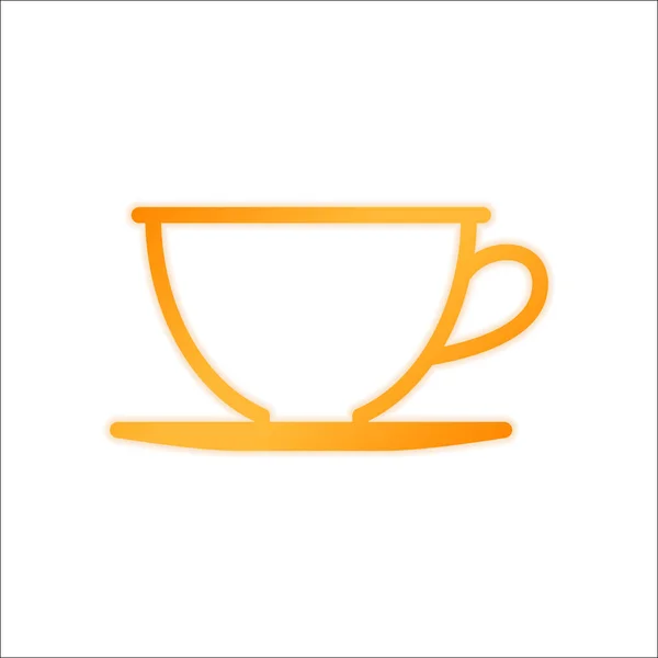 Simple Cup Coffee Tea Linear Icon Thin Outline Orange Sign — Stock Vector