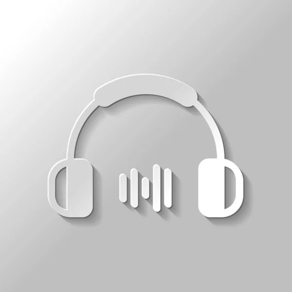 Headphones Music Wave Medium Volume Level Simple Icon Paper Style — Stock Vector