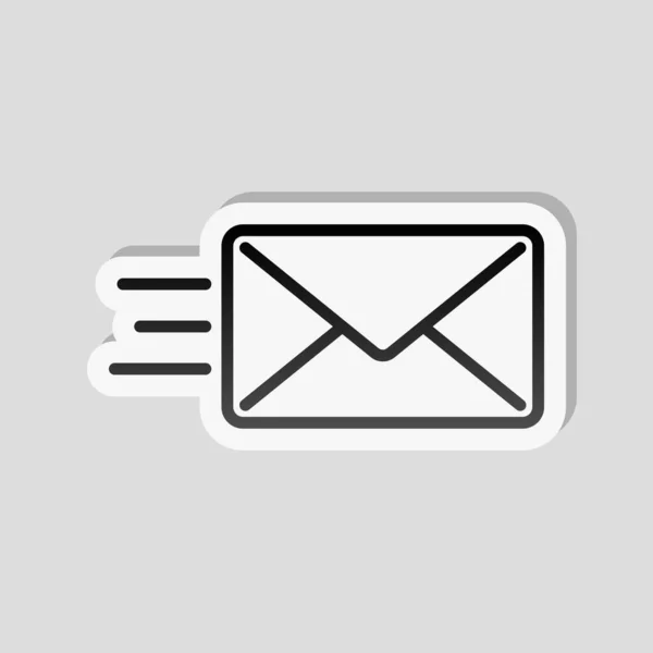 Mail Symbol Senden Sms Linie Sticker Stil Mit Weißem Rand — Stockvektor