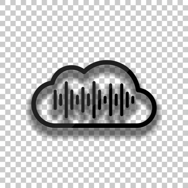 Simple Icon Cloud Sound Equalizer Wave Thin Outline Black Glass — Stock Vector