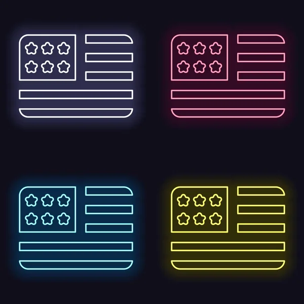 简单的 Usa 标志图标 矩形形状 一套霓虹灯标志 黑暗背景上的赌场风格 无缝模式 — 图库矢量图片