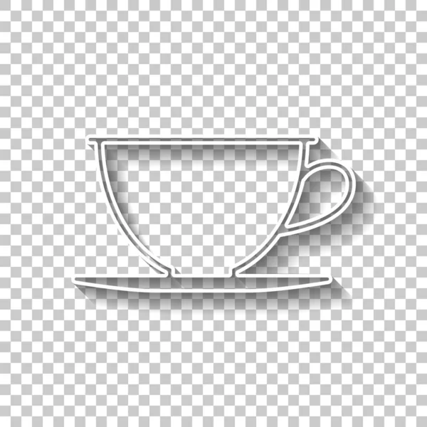Simple Cup Coffee Tea Linear Icon Thin Outline White Outline — Stock Vector