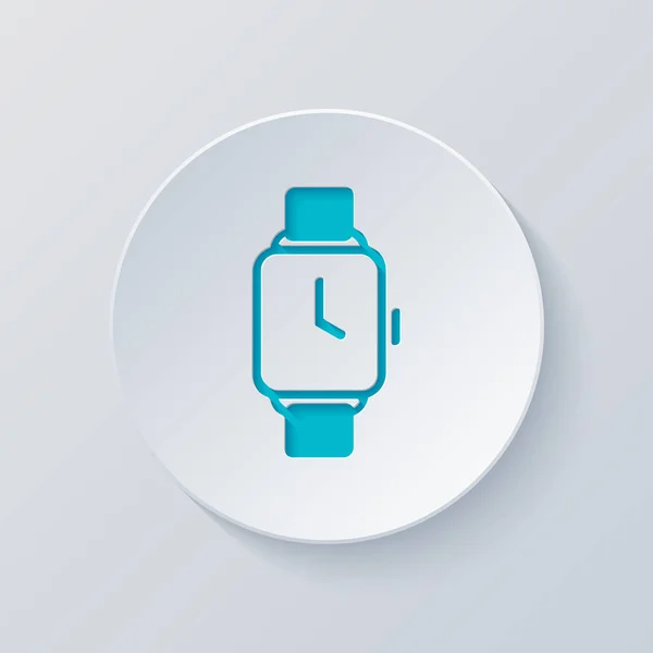Hand Smart Watch Klocka Med Kvadratisk Display Teknik Ikonen Skär — Stock vektor