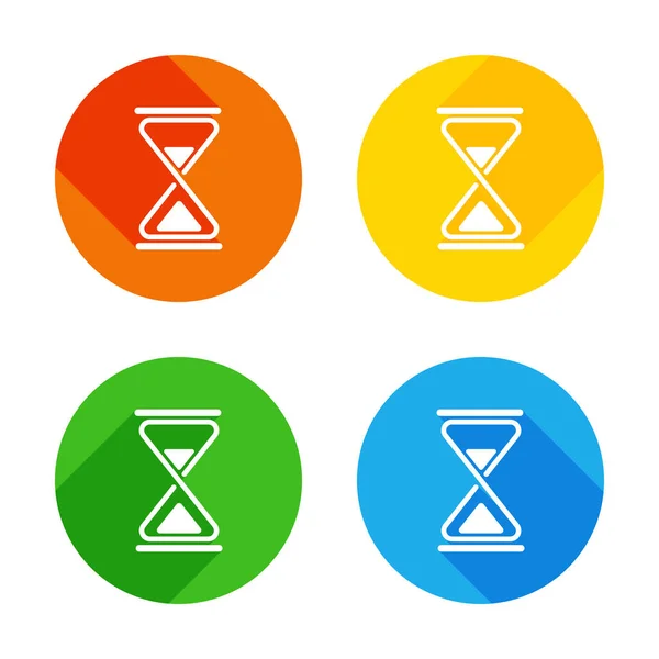 Sablier Icône Simple Icône Blanche Plate Sur Fond Cercles Colorés — Image vectorielle