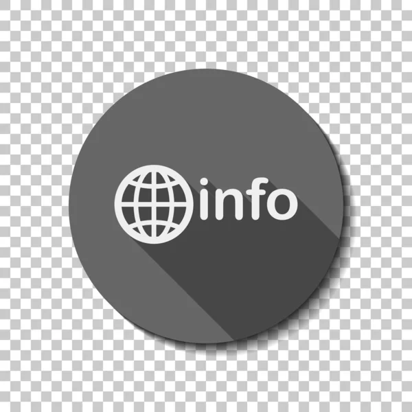 Domein Voor Informatiebronnen Globe Info Witte Vlakke Pictogram Met Lange — Stockvector