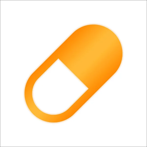 Simple Symbol Pill Vitamin Orange Sign Low Light White Background — Stock Vector