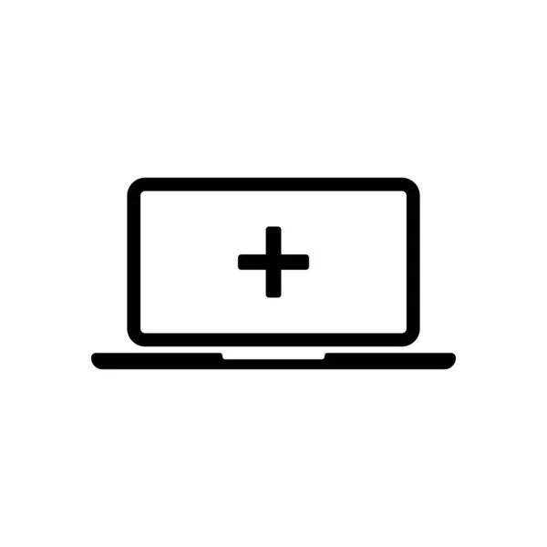 Laptop Albo Notebook Komputer Rezygnować Medycznych Krzyż Ekranie Ikoną Simple — Wektor stockowy
