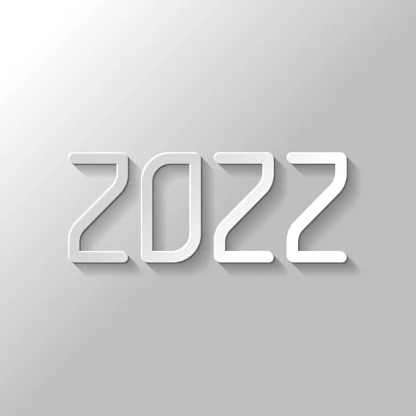 Ícone Número 2022 Feliz Ano Novo Estilo Papel Com Sombra — Vetor de Stock
