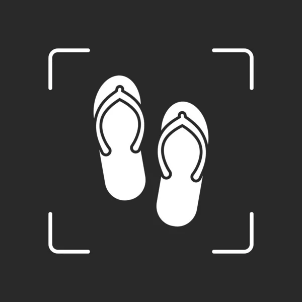 Пляжные Тапочки Ref Flops Icon Белый Объект Камере Автофокус Темном — стоковый вектор