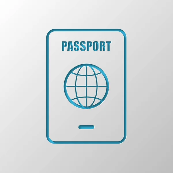 Passeport Simple Icône Conception Papier Symbole Coupé Avec Ombre — Image vectorielle